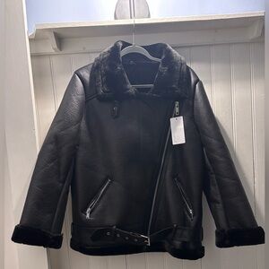 Faux leather jacket with Faux Fur Lining